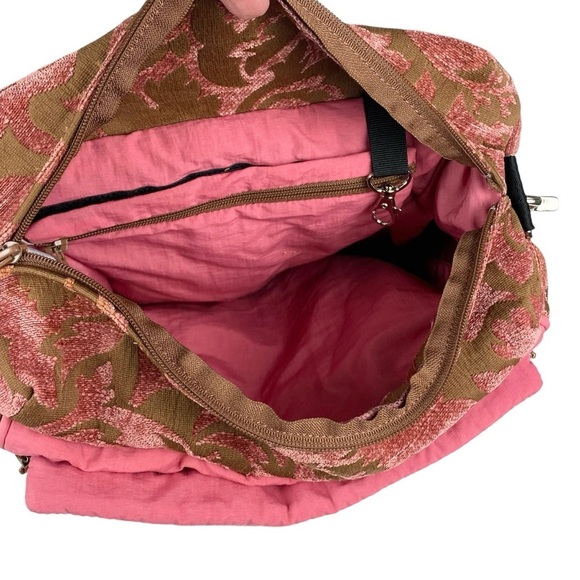Petunia Pickle Bottom Daiper Bag Backpack Tapestry Velvet Floral Olive Pink - Picture 6 of 13